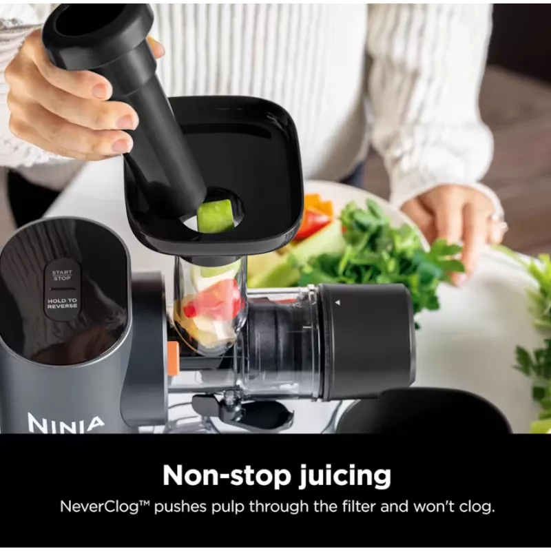 NINJA Cold Press Juicer | Neverclog JC151EU | Typ Kaltentsafter | Grau | 150 W | Anzahl Geschwindigkeiten 1