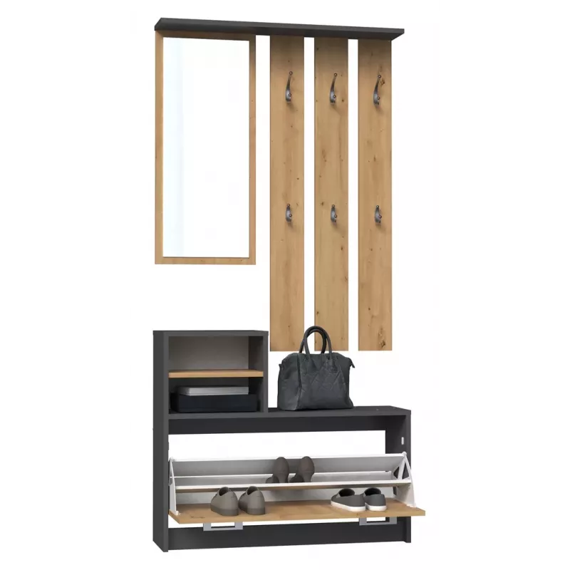 Garderobenschrank top e shop GAR ANT/ART mit 1 Drehtür, 850×240×1600 mm