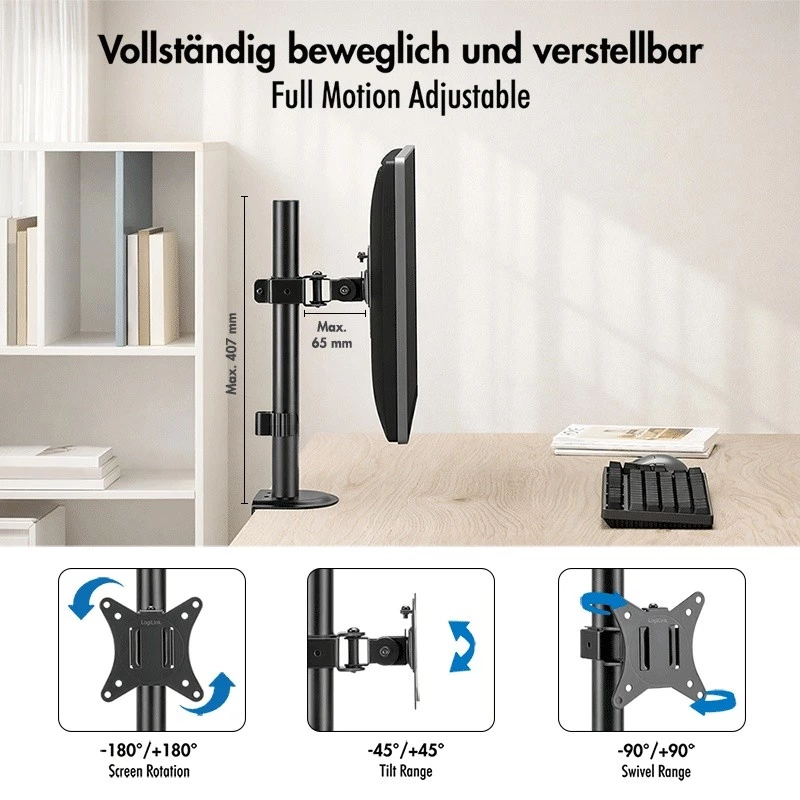 Monitorhalterung 17-32, max. 9 kg, schwarz