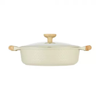 Flacher Topf D28cm 4,1L/beige