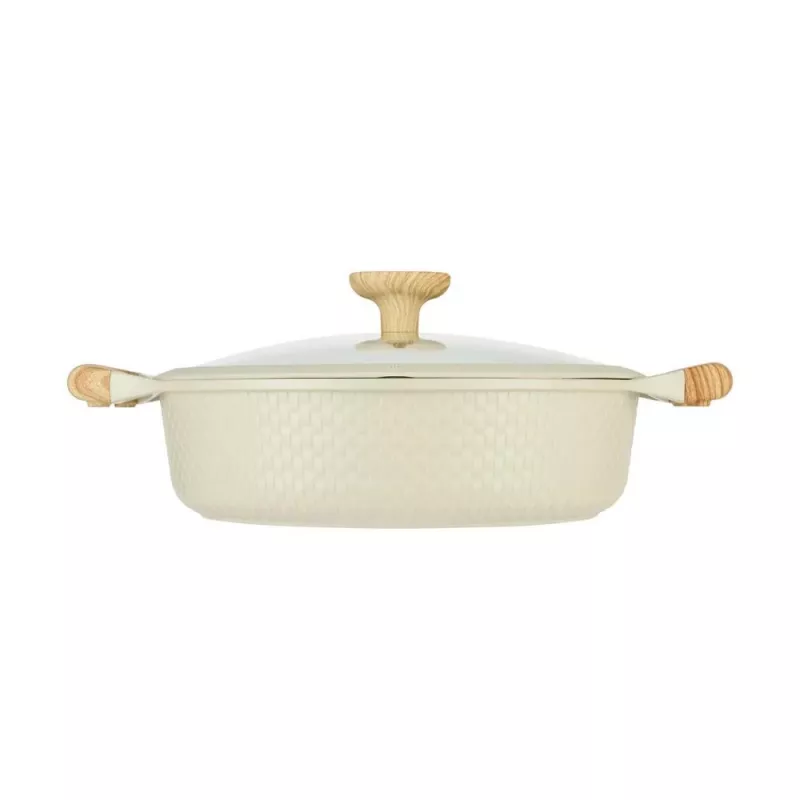 Flacher Topf D28cm 4,1L/beige