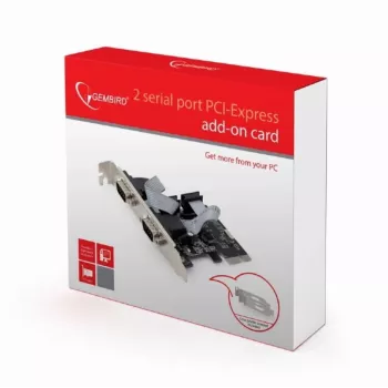 Interne serielle Karte GEMBIRD SPC-22 PCIe RS-232 Low-Profile, WCH382, 16000 Kbit/s, 67×120×20 mm, schwarz