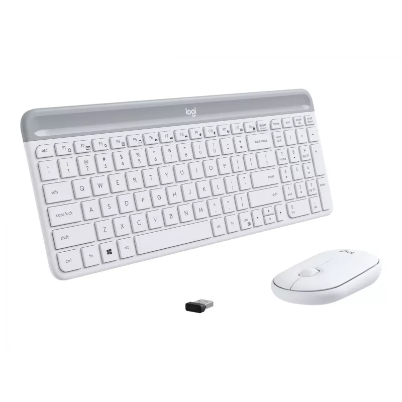 Logitech Slim Wireless Combo MK470 - Tastatur-Maus-Set - Funk - 2,4 GHz - Spanisch - Off-White (920-009199)