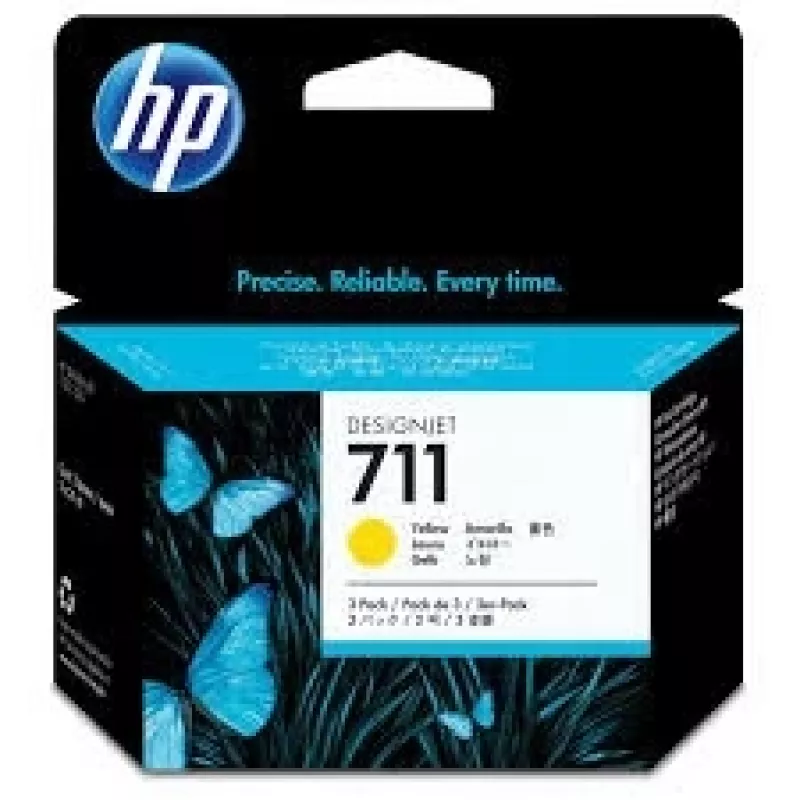 HP 711 3er-Pack (CZ136A) Druckerpatrone, Gelb (SPEC)