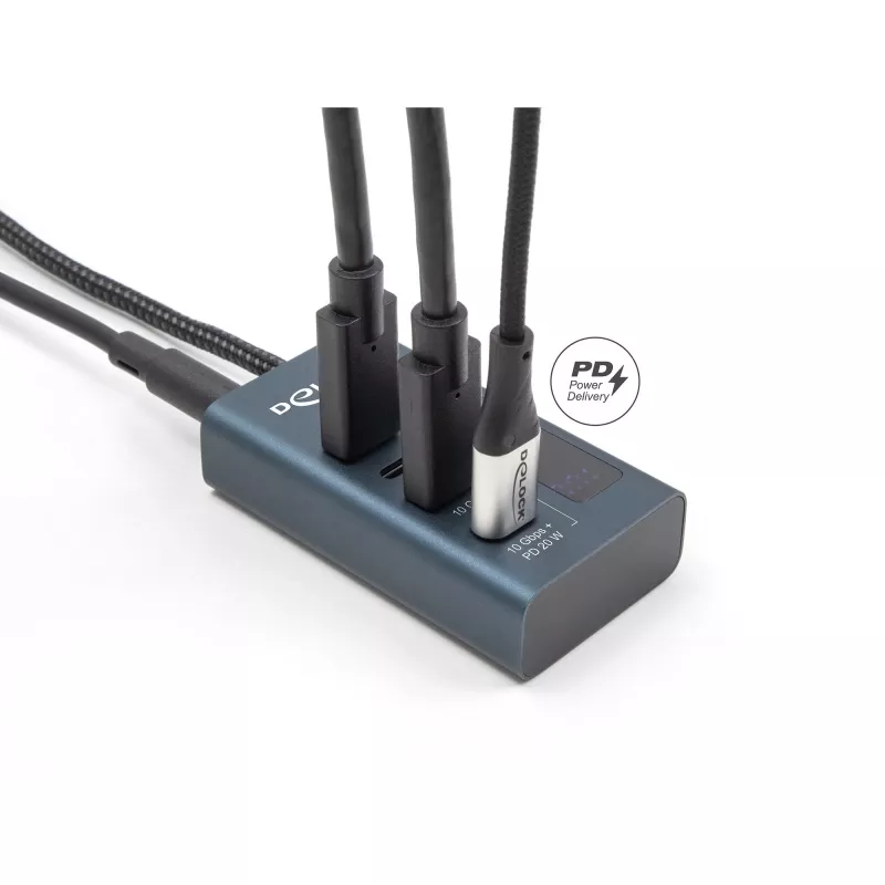 DeLOCK 64189 USB-Hub Typ-C 10000 Mbit/s Blau Metall
