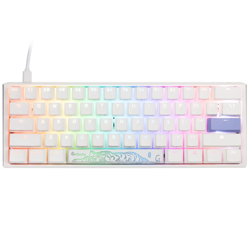 Ducky One 3 Classic Pure Weiß Mini Gaming-Tastatur, RGB-LED - MX-Rot (US) (DKON2161ST-RUSPDPWWWSC1)