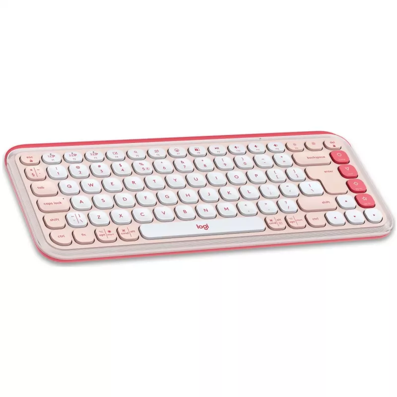 Logitech POP Icon Combo - Tastatur-Maus-Set - Kabellos - Bluetooth LE - QWERTY - US International - rosé, Off-White (920-013142)