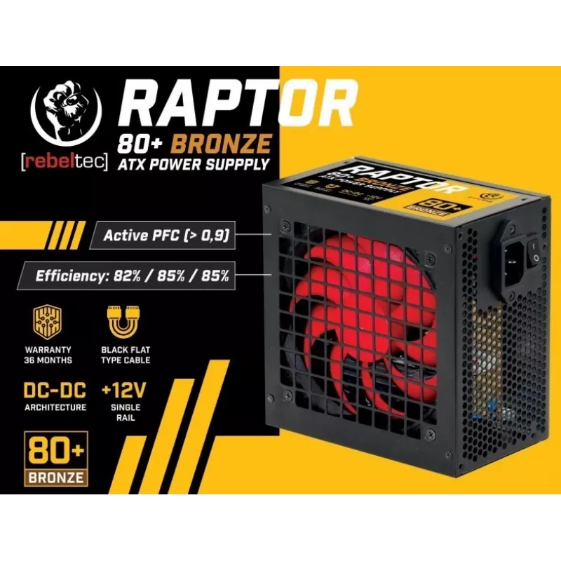 Netzteil RAPTOR 600W BRONZE 80+, Single Rail, DC-DC