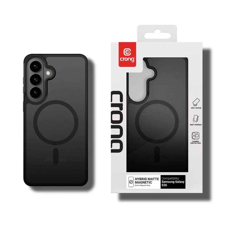 Crong Hybrid Matte Magnetic Hülle für Samsung Galaxy S26 – TPU & PC, Schwarz