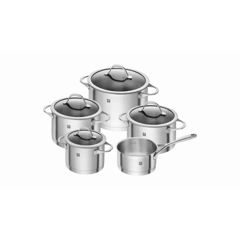 ZWILLING Essence 5-teiliges Edelstahl-Kochgeschirr-Set mit Glasdeckeln