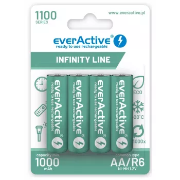 Wiederaufladbare NiMH-Akkus everActive EVHRL6-1100 1,2 V 1100 mAh — 4 Stück, zylindrisch