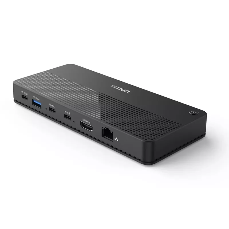 Dockingstation UNITEK D1079A USB4 kabelgebunden Schwarz 100W Power Delivery
