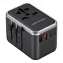 Vention Reiseadapter FJFB0 65W — 2× USB-C PD/PPS, 2× USB-A (QC/BC), HDMI-Ausgang, Aluminium/schwarz