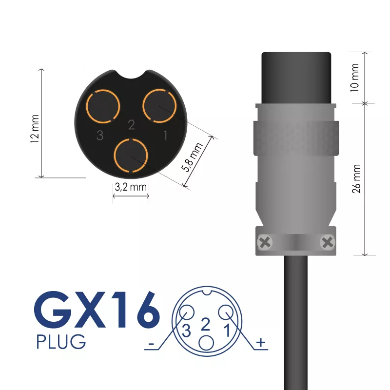 Akyga AK-EV-05 E-Bike-Ladegerät für 48-V-Akkus, 54,6 V / 2 A, 110 W, GX16 12 mm Buchse, 1 m