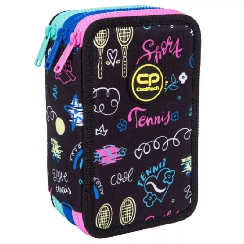 Dreistöckiges Federmäppchen mit Ausstattung CoolPack Jumper 3 TENNIS STAR