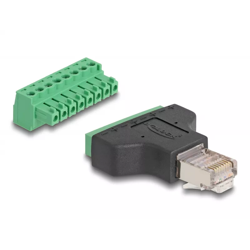 DeLOCK Adapter RJ45-Stecker > Klemmleiste 8-polig 2-teilig 3,81 mm