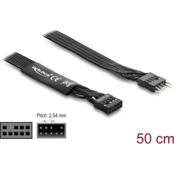 Paralleles Kabel DELOCK 86055, 1 x 9-Pin auf 1 x 9-Pin, Schwarz, 0,5 m