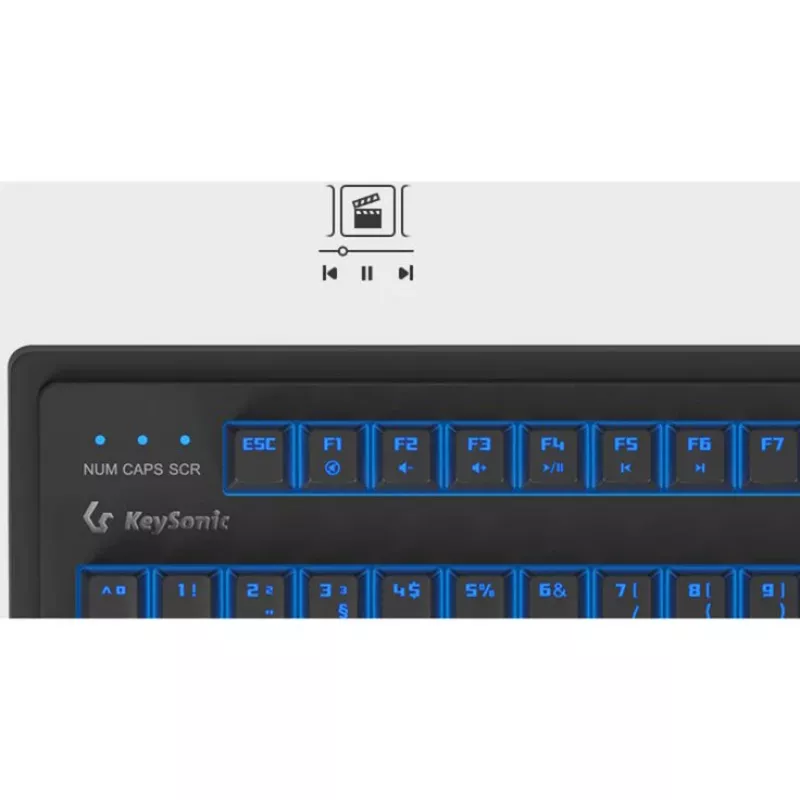 Kabelgebundene mechanische Full-Size-Tastatur KeySonic KSK-8202ELU-T (DE) — USB, deutsches Layout, Schwarz