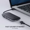 Laptop-Dock AUKEY CB-C71 — 3x USB‑C (USB 3.2 Gen1), HDMI, RJ‑45, MicroSD, USB PD 100 W, 0,15 m Kabel, schwarz