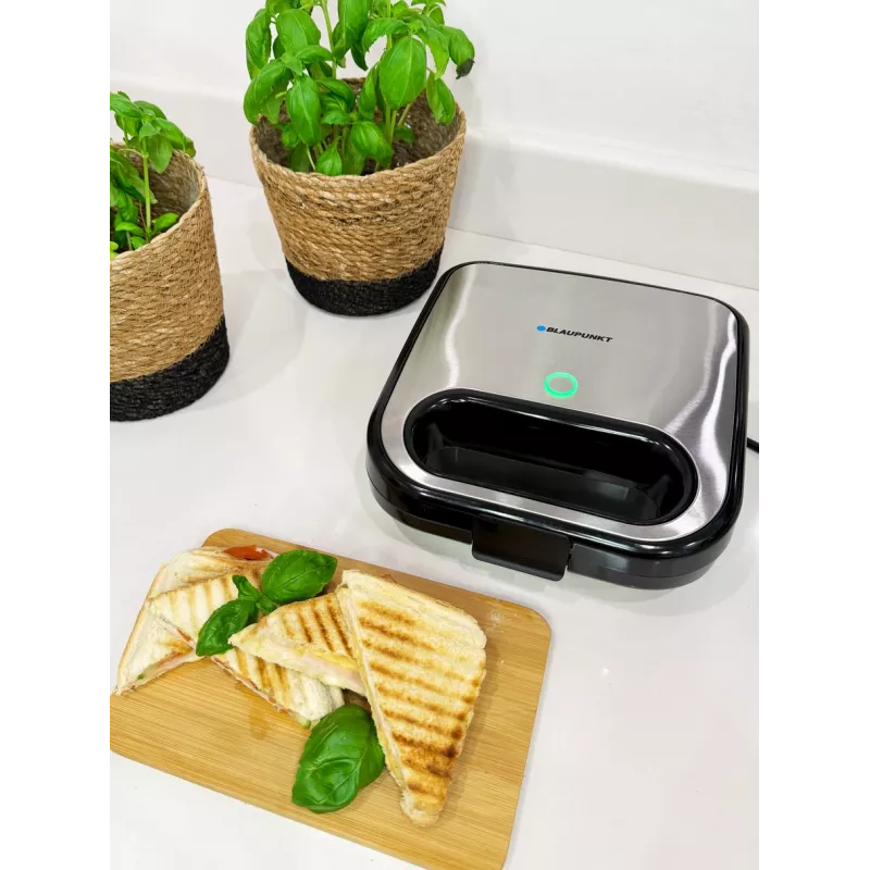 Toaster BLAUPUNKT SMS501 — Sandwichmaker/Grill, 750 W, antihaftbeschichtete Platten, kompakt in Schwarz