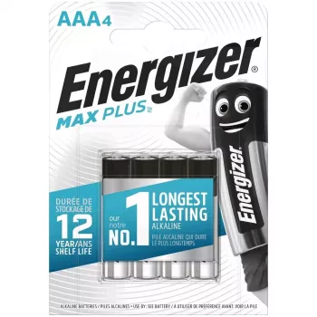Einwegbatterie Energizer MAXPLUS AAA 4er-Pack, Alkaline, 1,5 V, Betriebstemperatur -18–55 °C