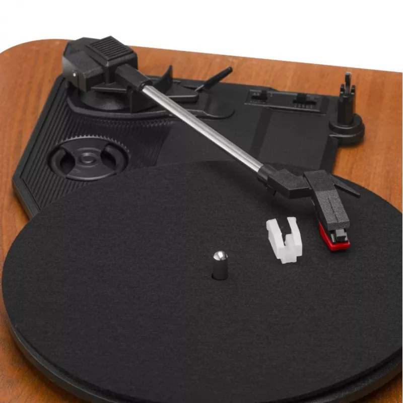 Analoger riemengetriebener Plattenspieler Adler AD 1914 mit USB-Anschluss, Keramikteller, Gleichstrommotor, 33 1/3 U/min, Bluetooth 5.4, Cinch-Ausgängen, eingebauten Lautsprechern
