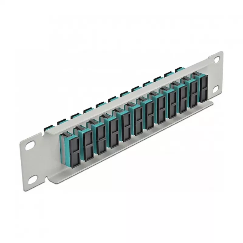 LWL-Patchpanel DeLOCK 10 Zoll 12 Port SC Duplex Aqua 1U Grau