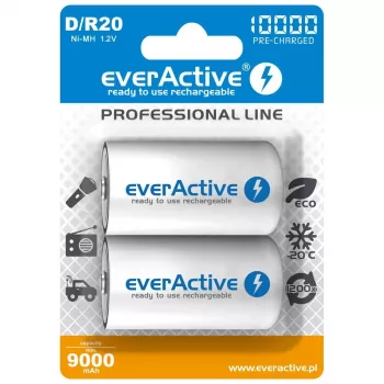 Wiederaufladbare Batterie everActive EVHRL20-10000 D NiMH 1,2 V 2 Stück
