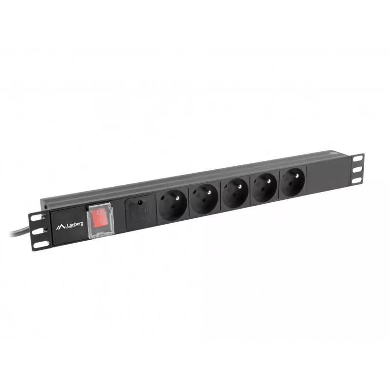 Lanberg PDU-05E-0200-IEC-BK Stromverteilereinheit (PDU) 5 AC-Ausgänge 1U Schwarz