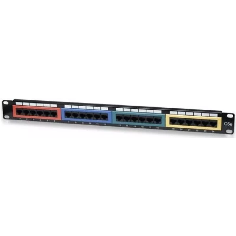 Intellinet Patchfeld, Cat5e, UTP, 24 Ports, 1U, farbcodiert