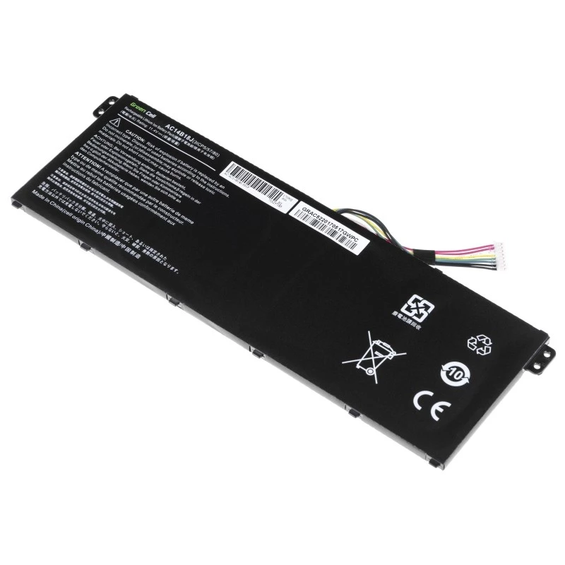 Battery Grün Cell AC52 für Acer Aspire E11 ES1-111M ES1-131 E15 ES1-512 Chromebook CB3-111 CB5-311, 11.4V 2200mAh Li-Ion, 3 Zellen, schwarz