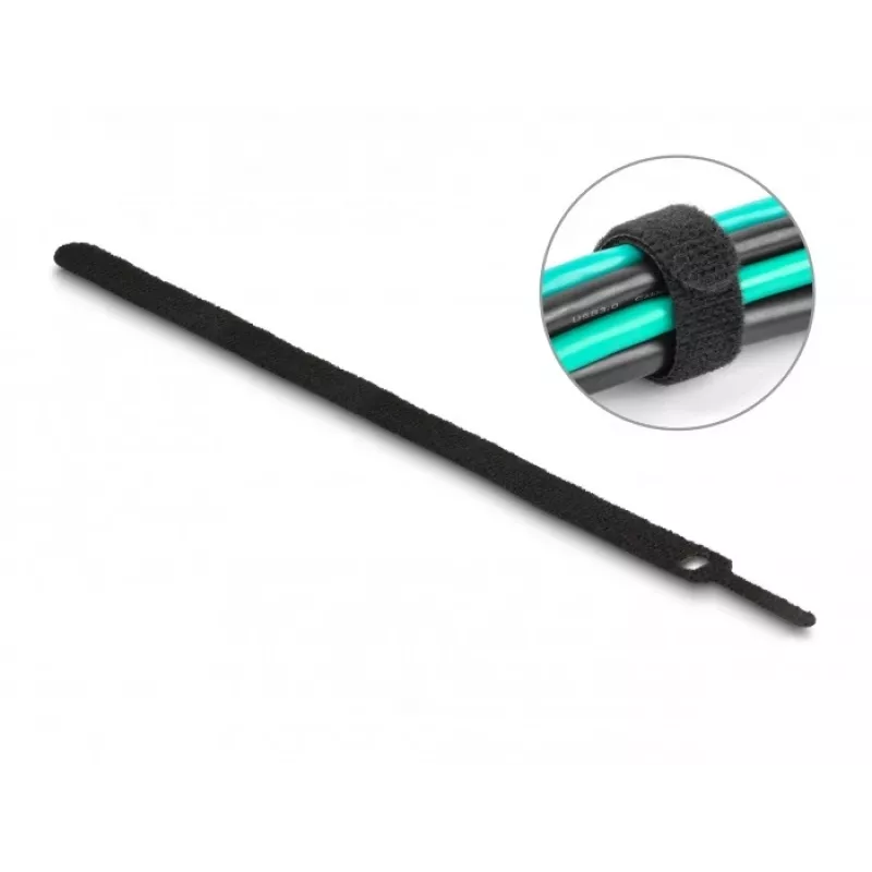 Klett-Kabelbinder DeLOCK 19075 300x12mm schwarz 10 Stück