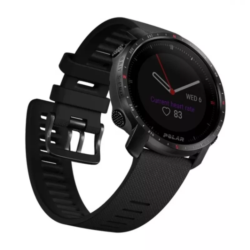 Polar Grit X Pro - Titanium - Sportuhr mit Armband - perforiertes Leder - grau - Bandgröße: M/L - Display 3cm (1,2 inch) - Bluetooth - 41 g (90085777)