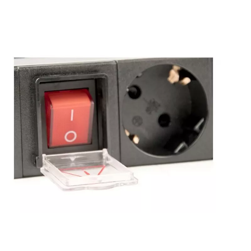 Stromverteilereinheit GEMBIRD EG-PDU-014 — 8× Typ-F-Steckdosen, 16 A, 3 m Kabel, 1U Rack, 3680 W, schwarz