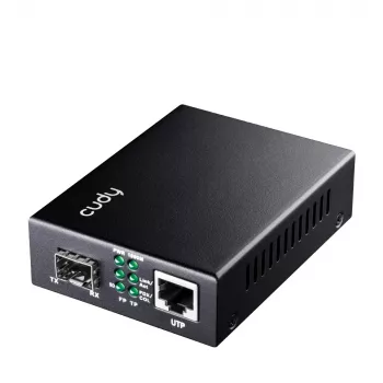 Netzwerk-Medienkonverter Cudy MC220 — Gigabit (1000 Mbit/s) Singlemode-SFP 1310 nm, 1x RJ-45, 1x SFP, Schwarz