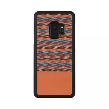 Smartphone-Hülle man and wood für Galaxy S9 — braunes Karomuster mit schwarzem Rand