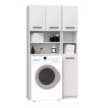 Badezimmer-Standschrank top e shop ZESTAW MARPOL BIEL — freistehend, weißes Gestell, 10 Regalböden