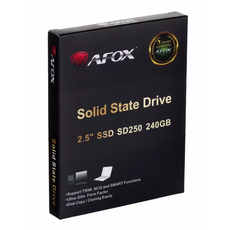 SSD 2,5 Zoll AFOX SD250-240GN 240 GB SATA III TLC, 555/510 MB/s, 75k/70k IOPS