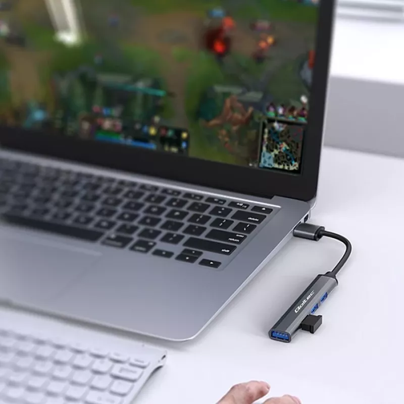 USB-Hub QOLTEC 53793 — USB 3.0 Eingang, 3× USB 2.0 Anschlüsse