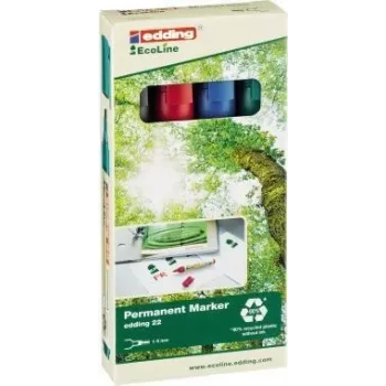 Permanentmarker Edding 22 EcoLine Keilspitze Schwarz Blau Grün Rot
