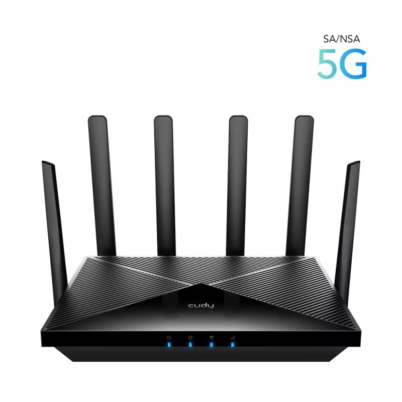 Tisch-WLAN-Router Cudy P5 — Dualband Wi‑Fi 6, 5G Sub6, Dual NanoSIM, Gigabit Ethernet, 6 abnehmbare Antennen, 256 MB RAM