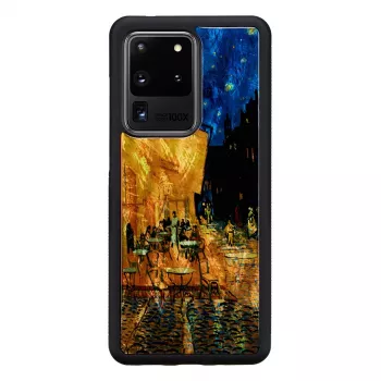 Handyhülle iKins für Samsung Galaxy S20 Ultra — schwarz, Modell 'Cafe Terrace'