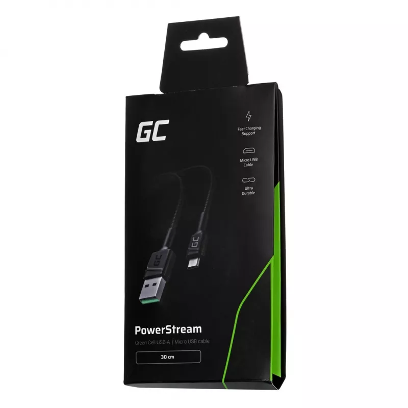 USB 2.0 Kabel Grün Cell KABGC23, USB A auf Micro-USB B, 0,3 m, schwarz