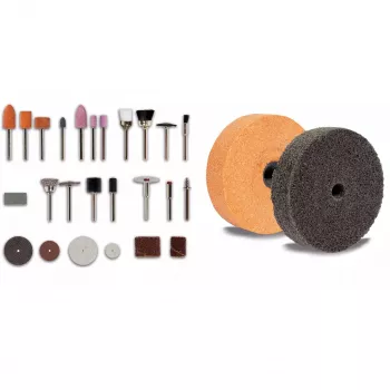 Tisch-Schleifmaschine TC-XG 75 Kit (Rot/Schwarz, 150 Watt, umfangreiches Zubehörset für Polier- und Schleifarbeiten)