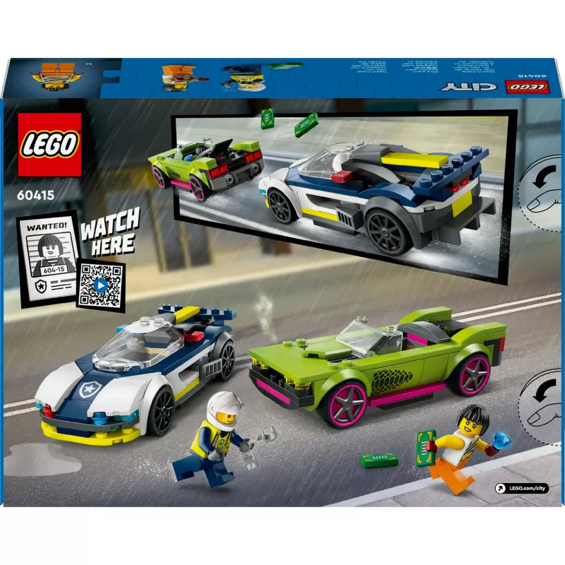 LEGO City Spielset 60415 Polizeiauto und Muscle-Car-Verfolgungsjagd — 213 Teile, 2 Minifiguren, Alter 6+