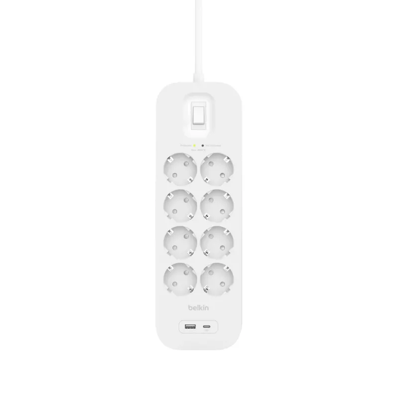 SurgePlus 8x Schutzkontakt 1xUSB-A 1xUSB-C 900J 2m