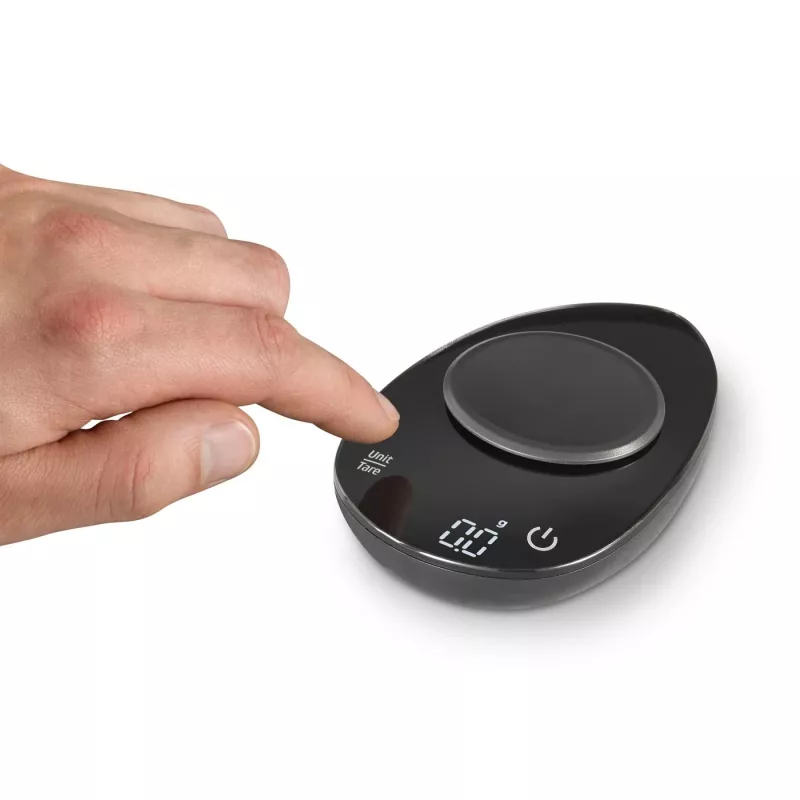 Küchenwaage Caso FinoCompact 03201 — 0,5 kg Kapazität, 1 g Teilung, LED-Anzeige, Edelstahl/Schwarz