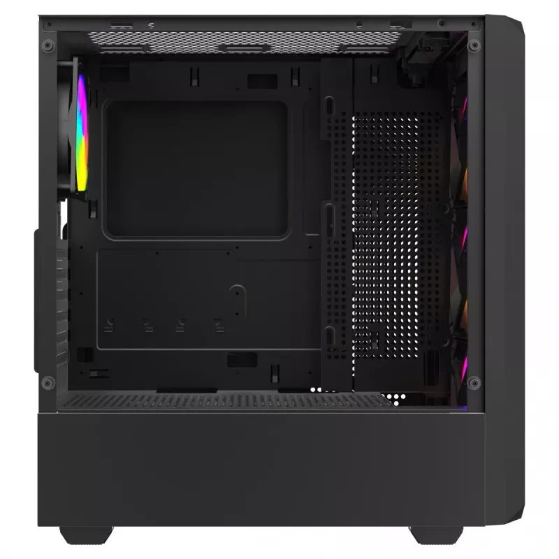 PC Cube Gehäuse SAVIO Noctis Glass RGB — Schwarz, ATX/Micro-ATX, 210×410×450 mm, 3×120 mm Frontlüfter