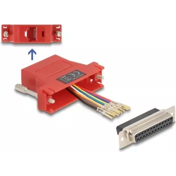 DeLOCK D-Sub 25-polig Buchse auf RJ45 Buchse Montagesatz rot VGA RJ-45