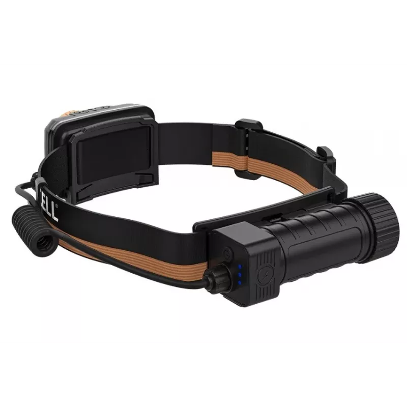 Stirnlampe Duracell DH1500R — schwarz/orange, wiederaufladbare freihändige Beleuchtung
